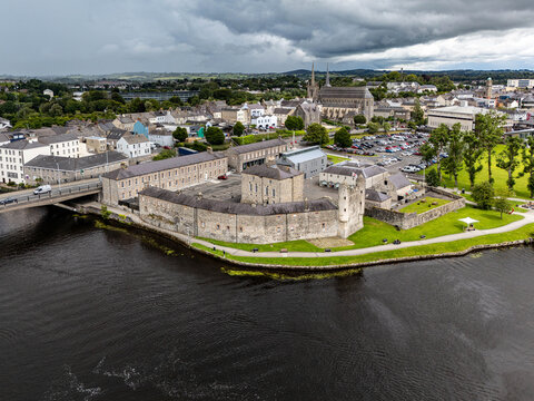 Aerial view of Enniskillen on the banks of Lough Erne in Northern Ireland. Irelands only island town.