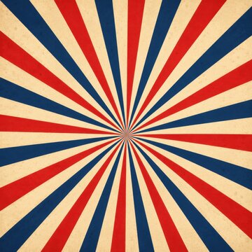 Vintage red blue and beige sunburst background