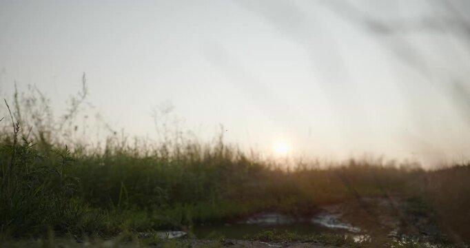 Caucasian man with long hair and Ukrainian traditional folk attire run away being chased . 4K 10-bit