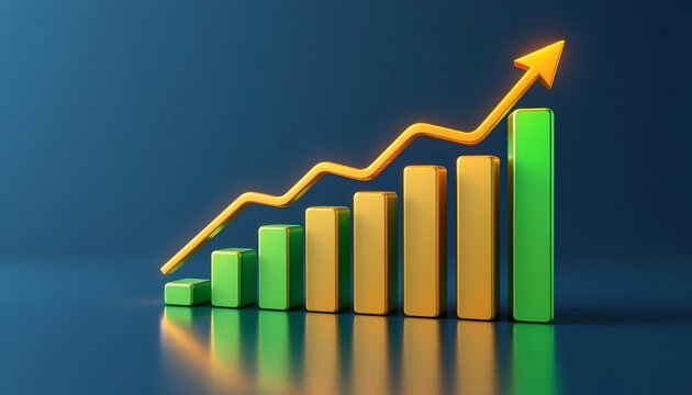 A three dimensional graphic of a growth barometer with an upward arrow indicating progress.