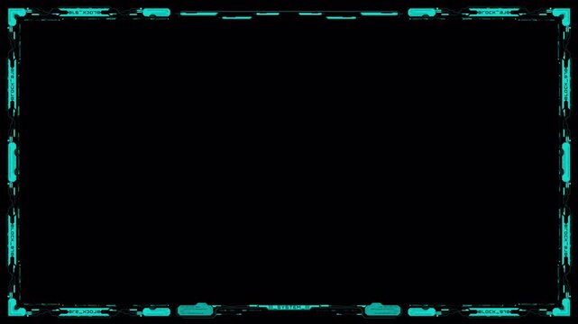 Abstract Glowing Neon Cyan Frame Overlay for Digital Media.