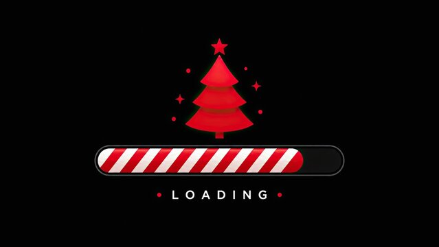 Pixel art christmas tree loading bar icon on a black background