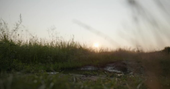 Caucasian man with long hair and Ukrainian traditional folk attire run away being chased . 4K 10-bit