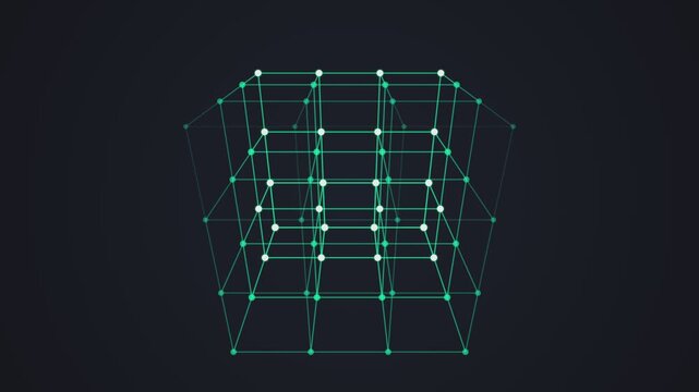 Abstract 3D Cyber Cube Lattice Seamless Loop Animation