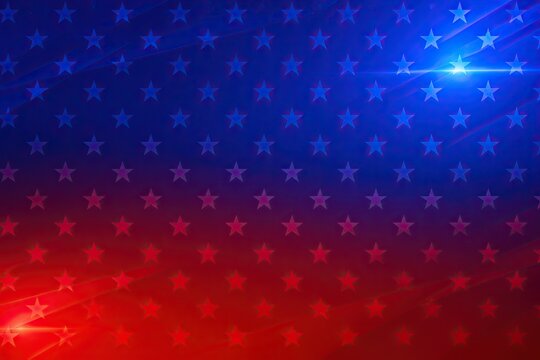 Abstract red and blue background with glowing stars and light effects