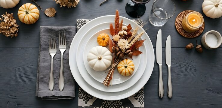 A beautifully arranged thanksgiving dinner plate showcasing roasted turkey mashed potatoes and vibrant autumn harvest side dishes ready to be