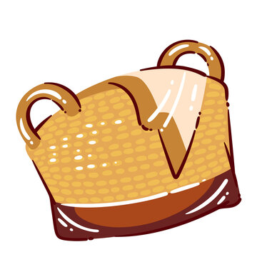 Wicker Basket with Blanket Doodle