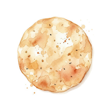 Crispy deep fried papadam or appalam traditional asian appetizer watercolor art element