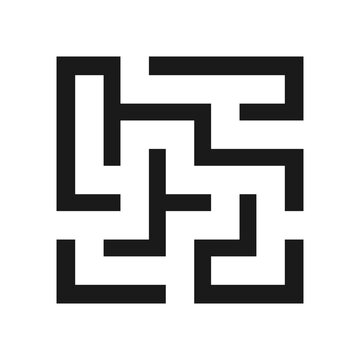 Minimalist origami cyber labyrinth square maze digital illustration background