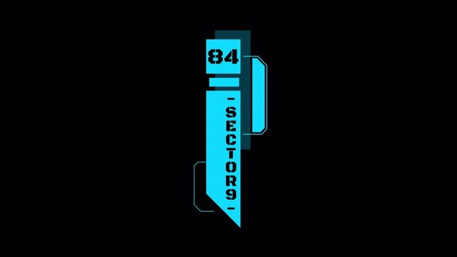 Futuristic Digital Interface Display With Glowing Cyan Sector Eighty Four Label.