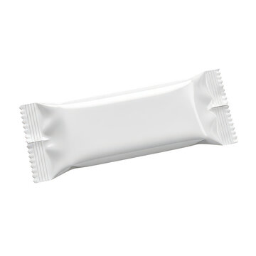 Blank white candy bar wrapper mockup for food packaging isolated on transparent background