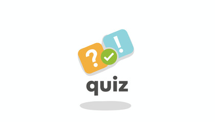 Obraz premium Quiz icon with question mark checkmark and exclamation