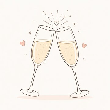 Two champagne glasses clinking together for a celebration toast