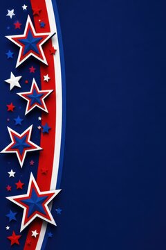 Red white and blue stars background with patriotic vertical border design