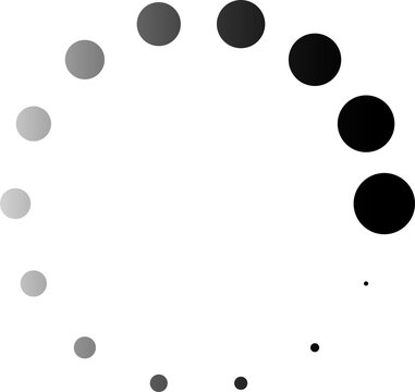 Loading Spinner PNG with Circular Sequence of Gray to Black Dots, Isolated on Transparent Background for Loading, Progress, Waiting, and Interface Symbols