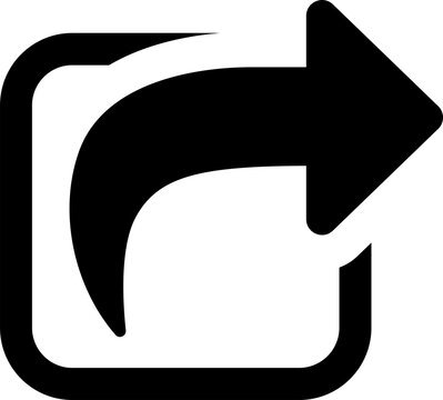 Right Arrow PNG with Bold Curved Arrow Inside Rounded Square, Isolated on Transparent Background for Forward, Navigation, Direction, and Interface Symbols
