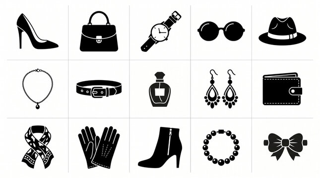 Here are some icons or accessory symbols that people often use anywhere, edited in vector silhouette form.