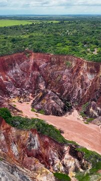 Tambaba Beach In Conde Paraiba Brazil. Bird Eye View Of A Amazing Coastal Beach In The Summer Holiday. Tropical Skyline. Bay Water Landscape. Conde Paraiba.