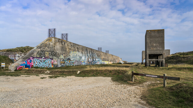 Historic quarry buildings on plage treguennec.