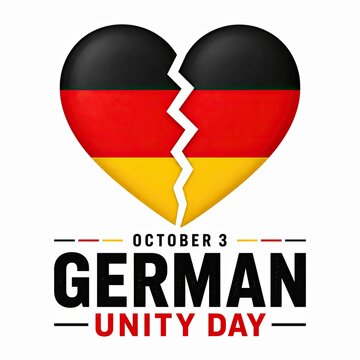 Broken heart shape with german flag colors for german unity day celebration design