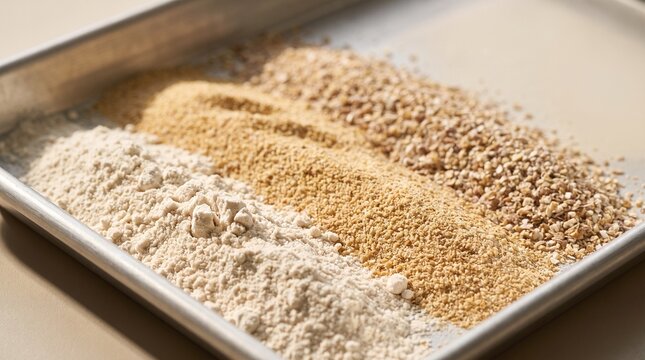 Flour particle texture and granulation in close view