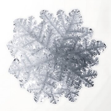 Detailed Crystal Snowflake Isolated on Plain White Background Stock Photo
