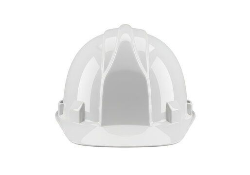 White hard hat safety helmet for construction work isolated on transparent background