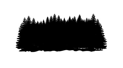 Cad tree lines Coniferous forest silhouette vector. Pine tree outline collection. Black woodland background elements for graphic design. Natural scenery line art vector © MstRahela