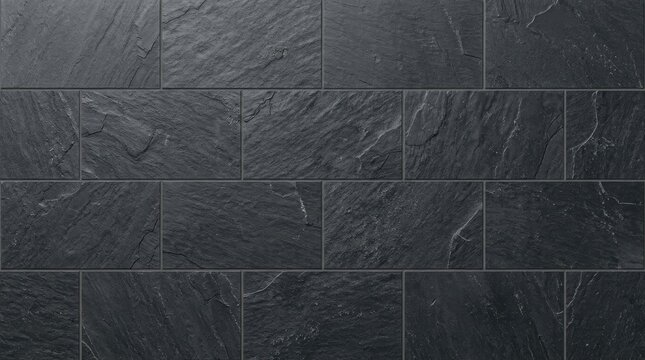 Dark grey slate stone tile wall texture background