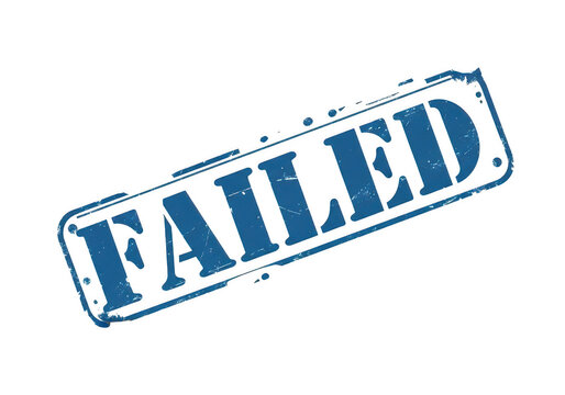 Blue failed rubber stamp ink seal icon isolated on transparent background
