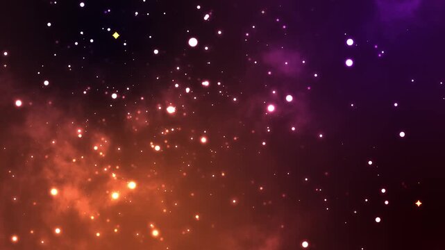 Abstract particle light background with glowing bokeh sparkles cinematic dust lights colorful nebula atmosphere for motion graphics video overlay Full HD 1920x1080 16:9 widescreen