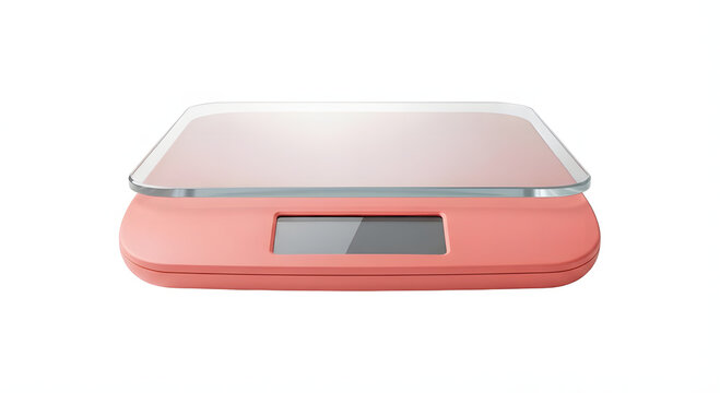 Digital Kitchen Scale with Tempered Glass Platform Isolated on White. Minimalist Digital Gram Scale for Kitchen Cooking and Baking.