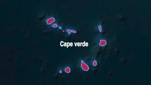 Cape verde islands highlighted on animated digital globe map video footage