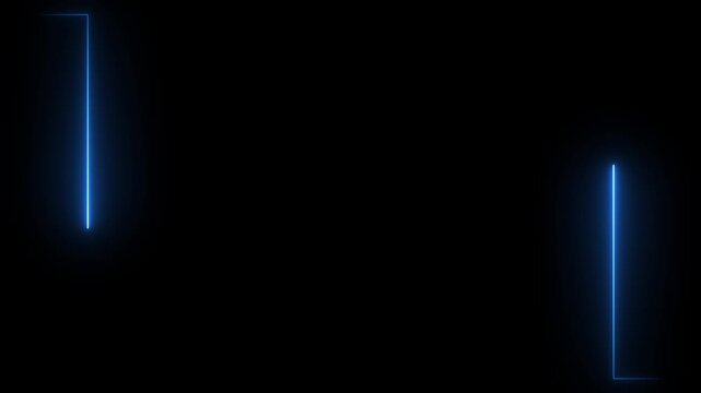 Glowing blue neon corner frame lines animation on dark background loop 4k motion video