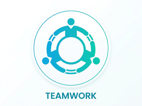 Abstract vector icon representing business teamwork and corporate collaboration with connected people figures
