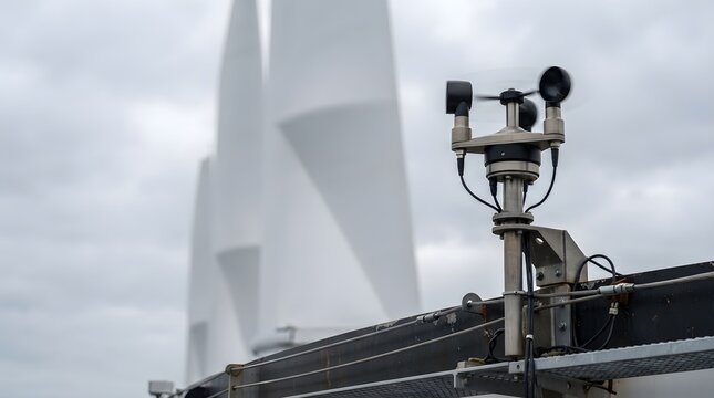 Ultrasonic wind anemometer spinning in research greenhouse with