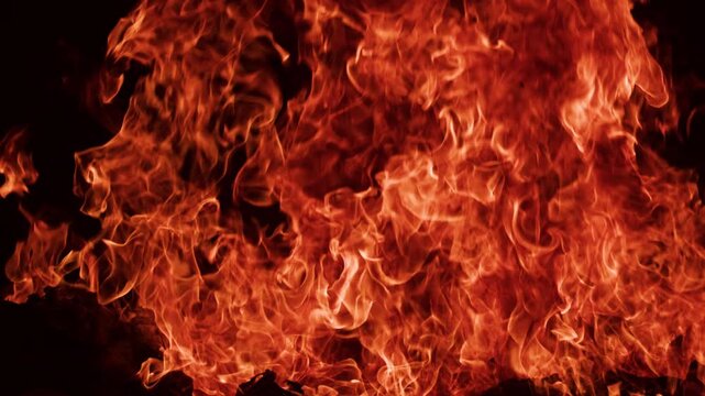 Fire frame. Intense fire burns on black. Fire with flames for game design. Fire with natural flame. Extreme flame with intense red heat.