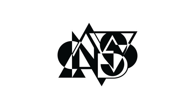 Abstract NS monogram with overlapping geometric shapes.