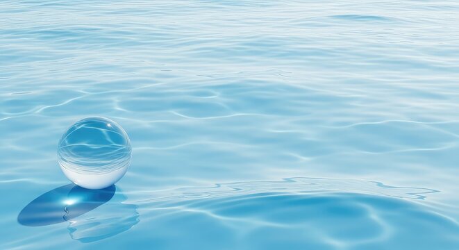 Clear light blue water surface with gentle ripples and soft flowing waves creating a serene and tranquil aquatic background for designs, water, purity, transparent