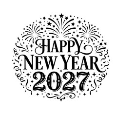 Fototapeta premium Happy new year 2027 black silhouette design