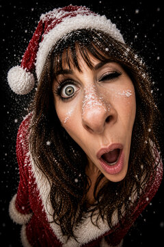 Frau, Weihnachtszeit, Schneeballschlacht