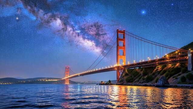 Golden gate bridge san Francisco starry sly ai generated 