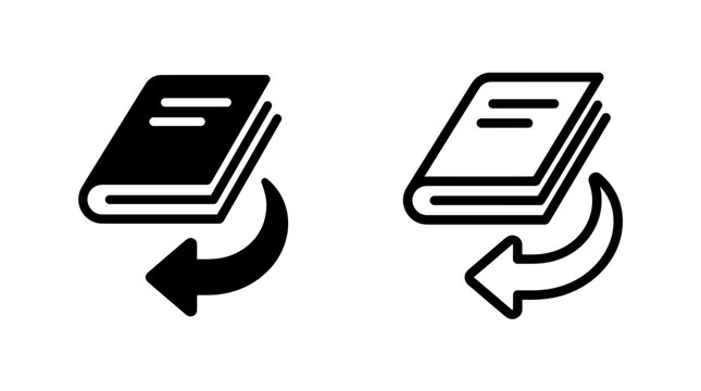 Diagonal closed book icon graphic set with flip arrow symbol for study and reference materials, diagonal