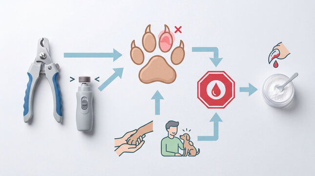 Pet care concept receiving veterinary care in concept diagram, detailed digital animal illustration showing animal behavior, responsible care, wellbeing, humane values, education, modern lifestyle