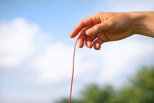 A person holds a string in their hand