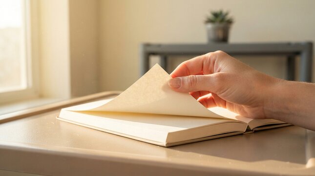 Hand flipping book page