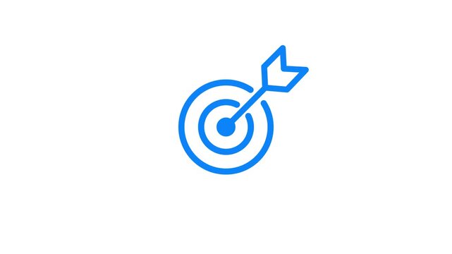 Hit a target or goal with an arrow simple loop animation on white background. Aim target with arrow sign. animation