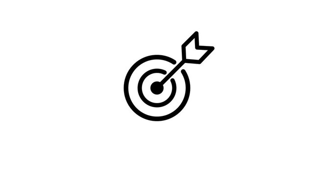 Hit a target or goal with an arrow simple loop animation on white background. Aim target with arrow sign. animation