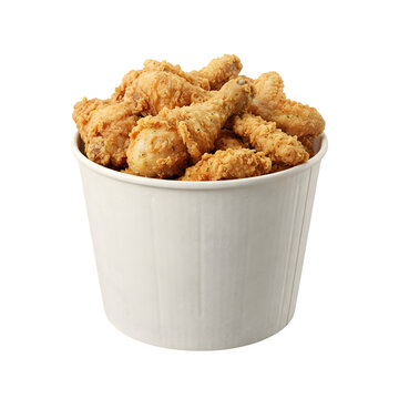 A bucket filled with goldenbrown fried chicken isolated on transparent background