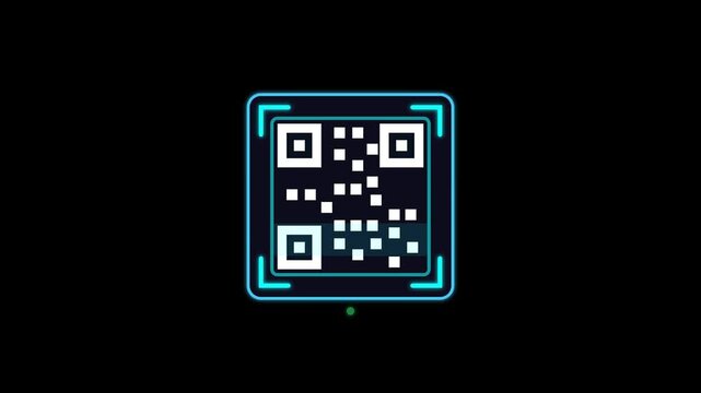 Animated Digital QR Code Data Matrix Line Icon